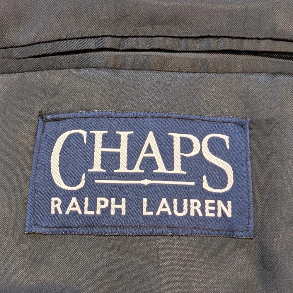 Chaps Ralph Lauren Mens Pure New Wool Blazer Size 44R Charcoal Gray 2 Button